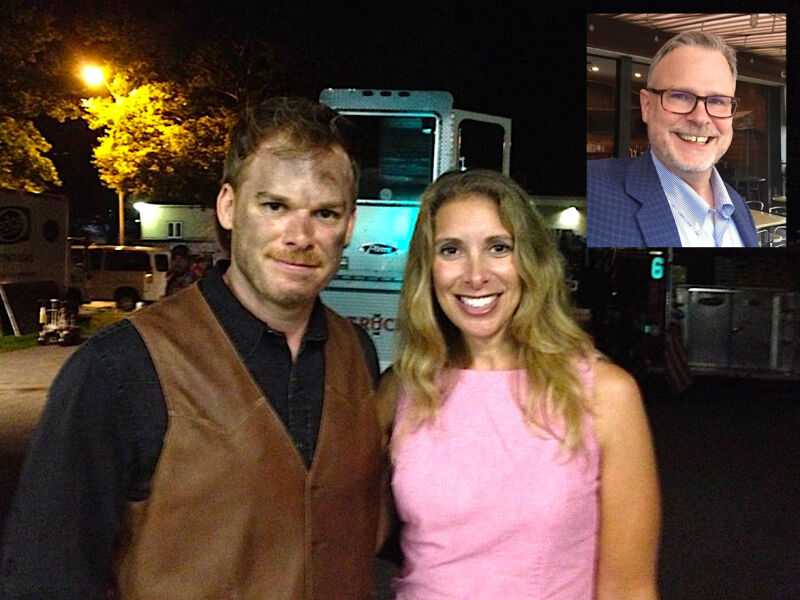 Jillian Fisher, seen here with actor Michael C. Hall during a film shoot in Kingston.
