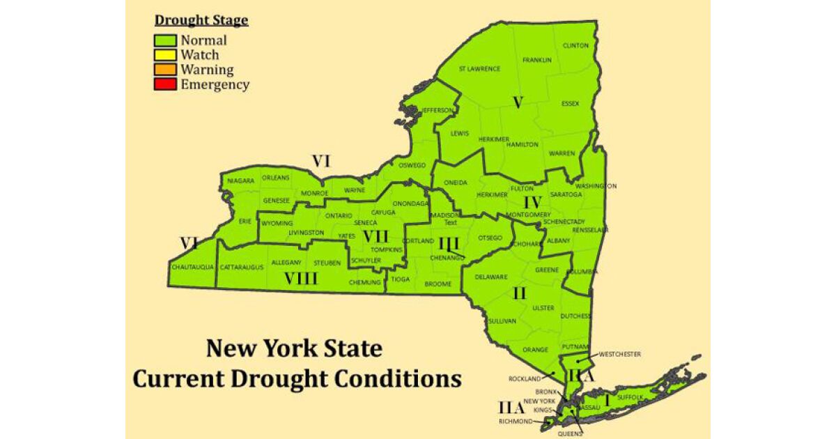 New York State Drought Status Returns to Normal